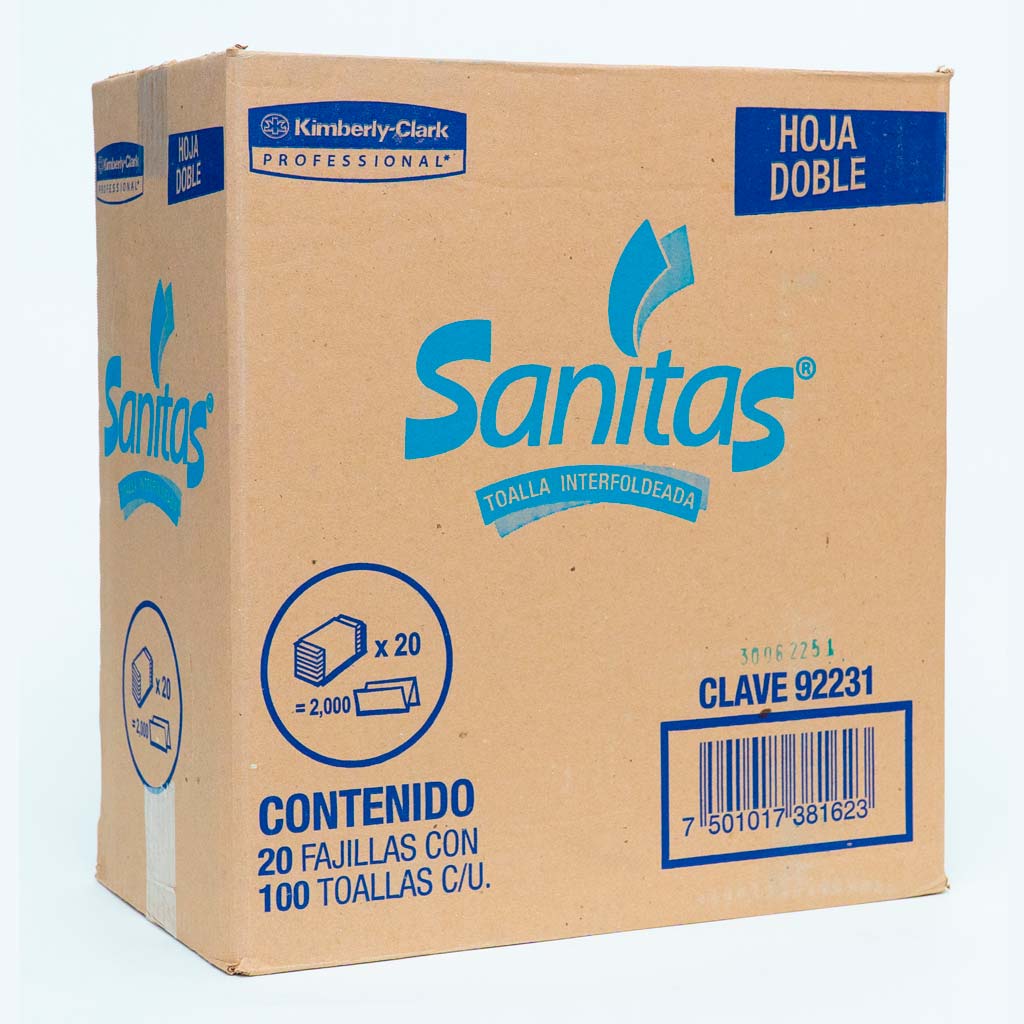 Toalla Inter doblada Sanitas caja c/20 paq.