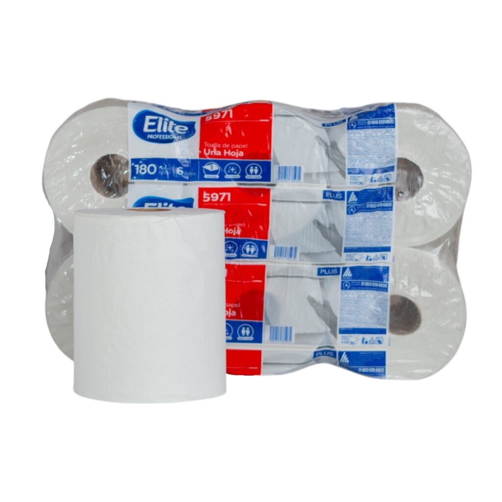 ELITE TOALLA GOFRADA EN ROLLO 180 MTS CAJA C/6 PZAS – SAROS Cleaning