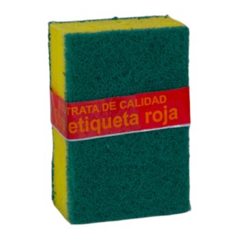 FIBRA VERDE CON ESPONJA MULTIUSOS ECONOMICA